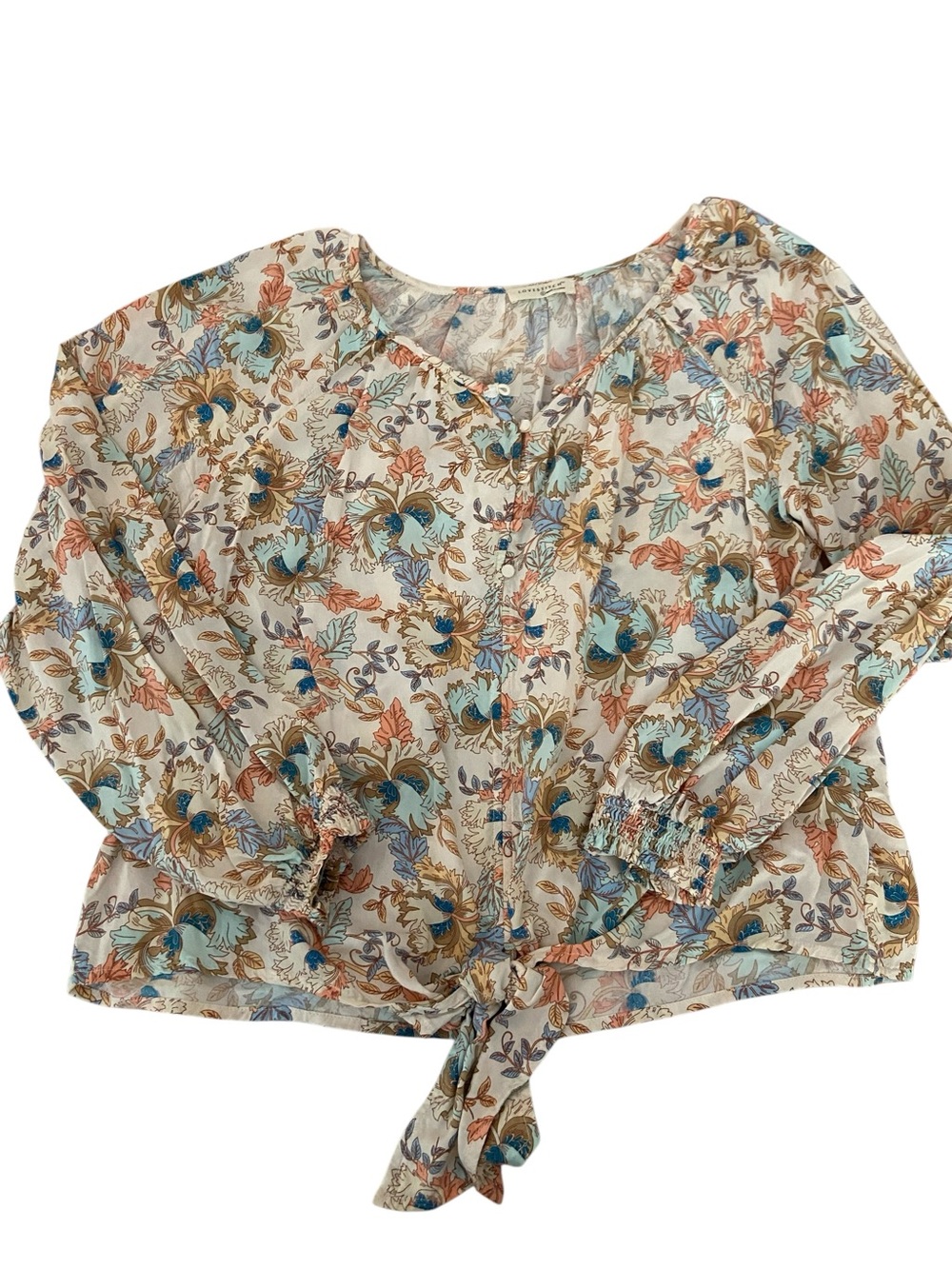 LOVESTITCH FLORAL BLOUSE SIZE LARGE